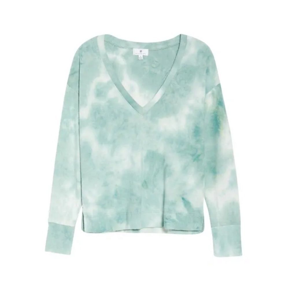 NWT Brushed Cotton Tie Dye V neck Sweater - Picture 3 of 3